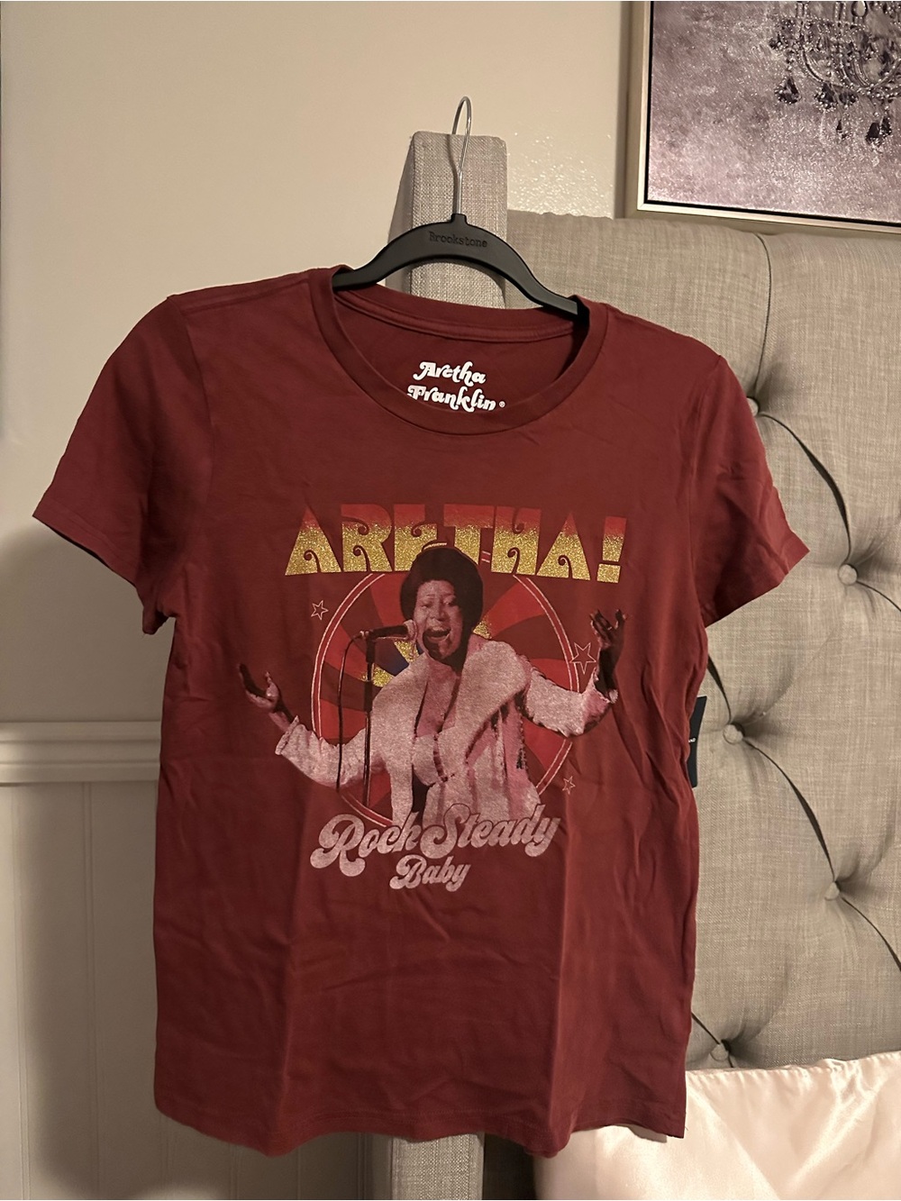 Lucky Brand Women's Brick Red Aretha Franklin Graphic Tee